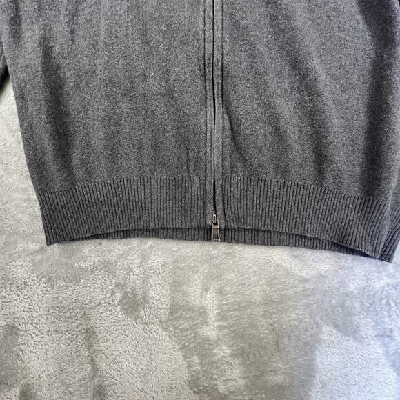 Nautica Mens L Full Zip Mock Neck Cardigan Sweater Gray Horizontal Rib Pockets - Picture 3 of 12